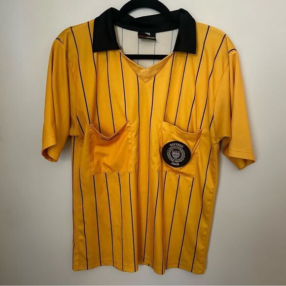 Final Decision Referee Shirt Soccer Yellow Black Halloween Costume - Picture 10 of 10